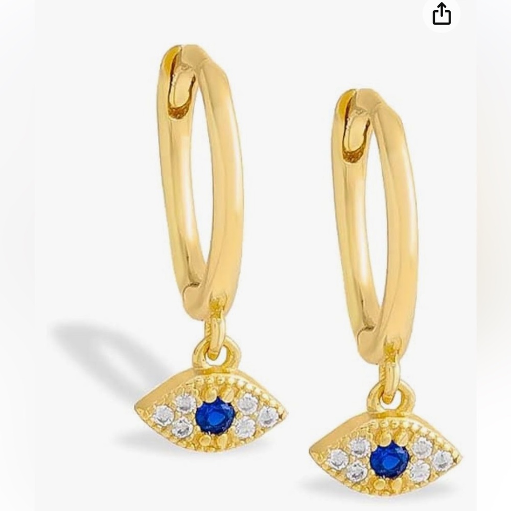 Adina New Adina Eden 14k Gold Plated Dangling Evil Eye Huggie Earring